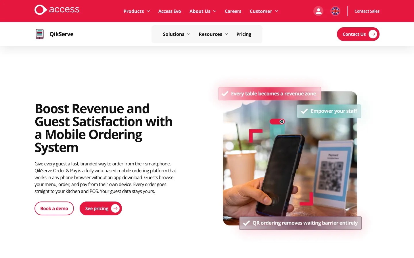 Access Hospitality Mobile Ordering's website, theaccessgroup.com, on 12 Oct 2026
