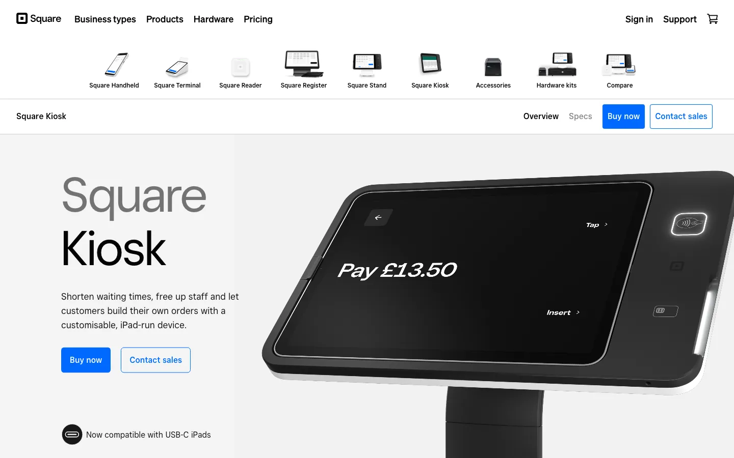 Square Kiosk's website, squareup.com, on 12 Oct 2026