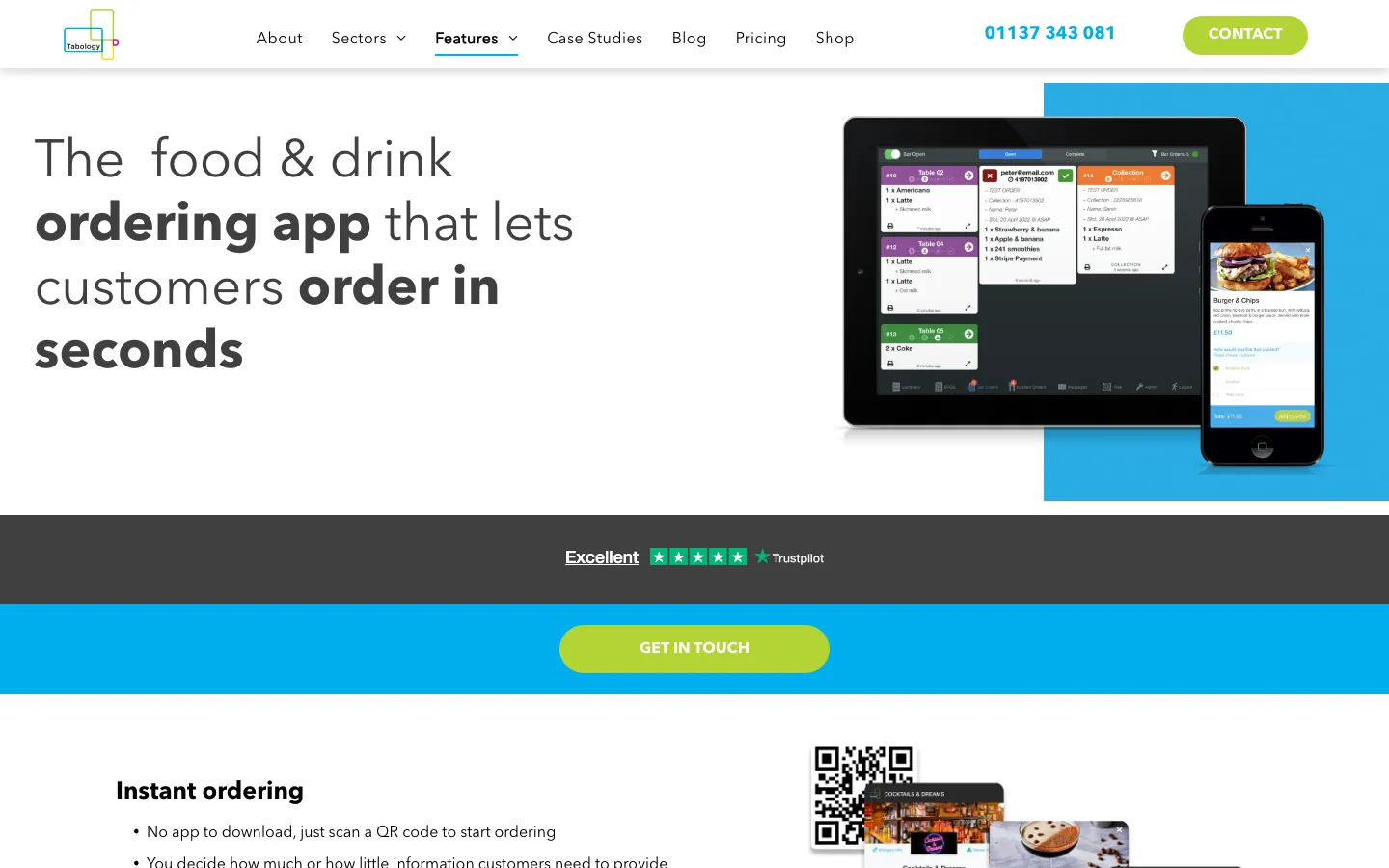 Tabology Mobile Ordering's website, tabology.com, on 12 Oct 2026