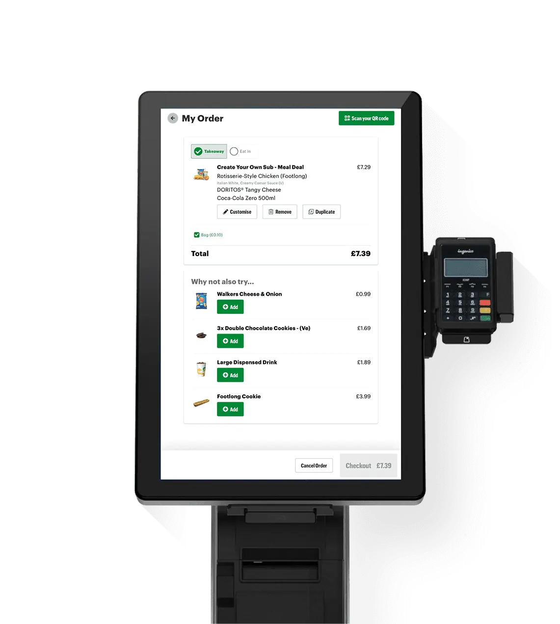 Kiosk with Subway menu