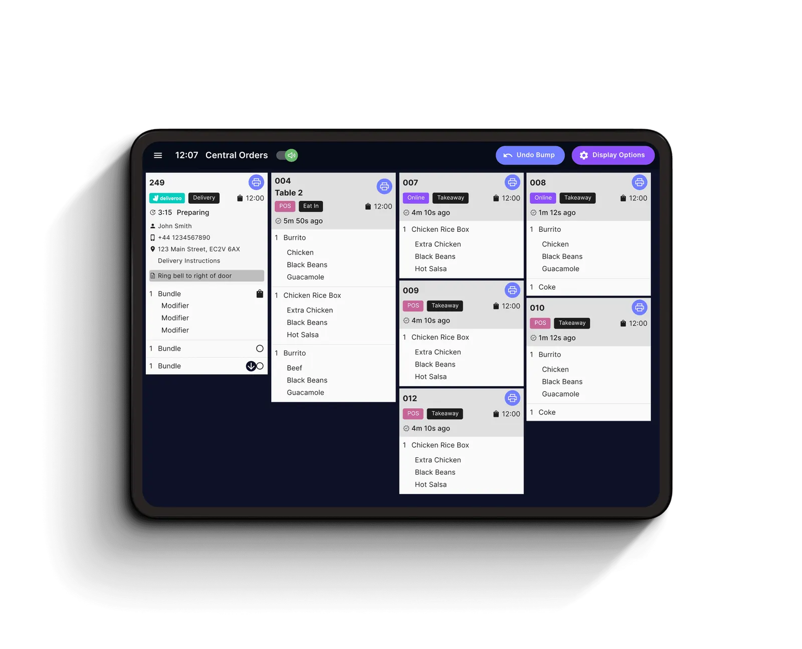 Vita Mojo Kitchen display screen interface